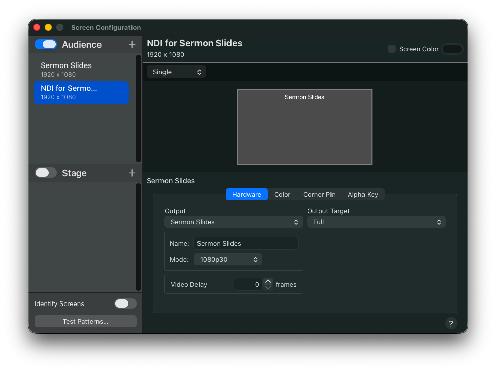 propresenter ndi screen setup